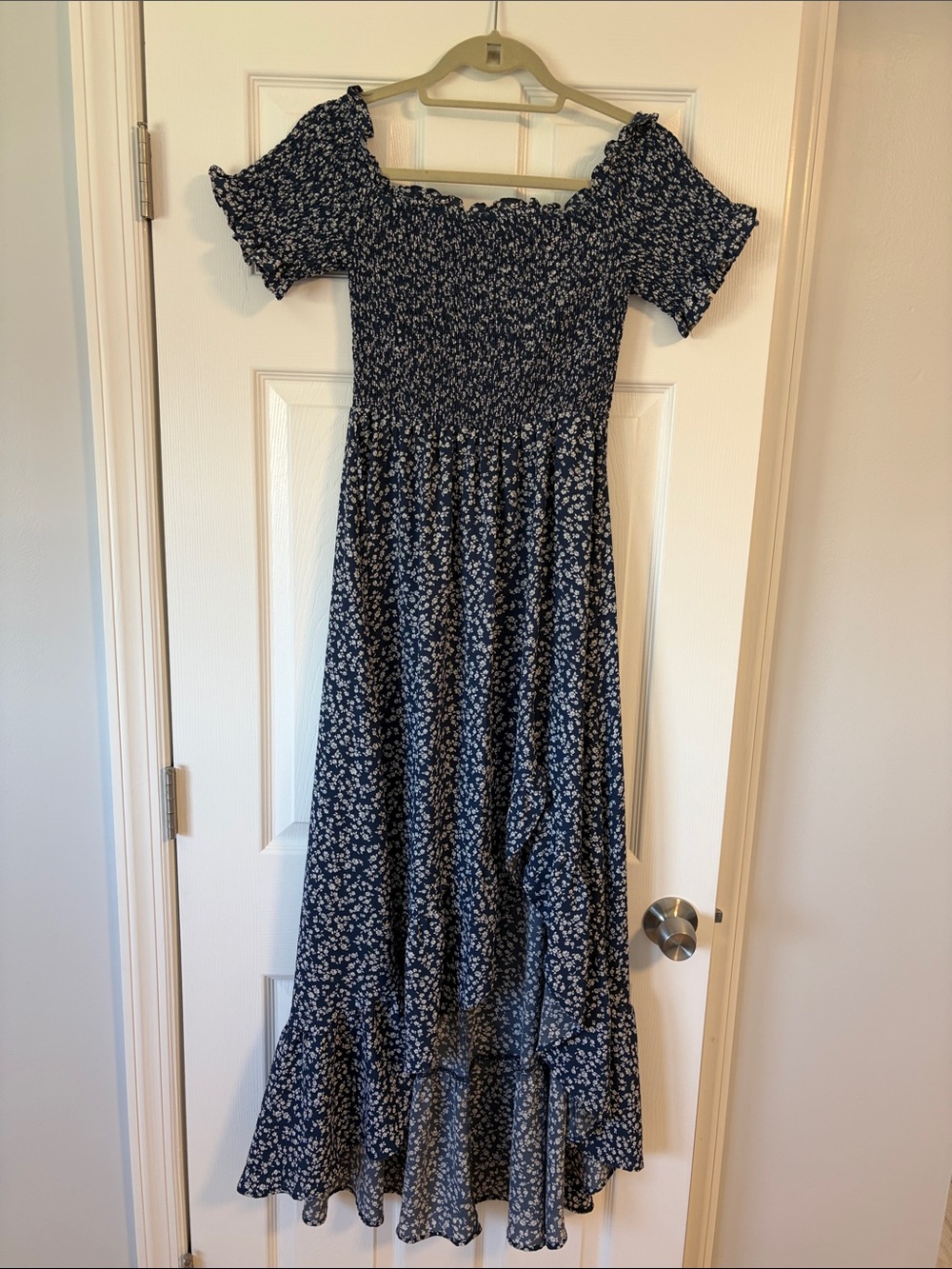 miami Navy Blue Floral High-Low Dress